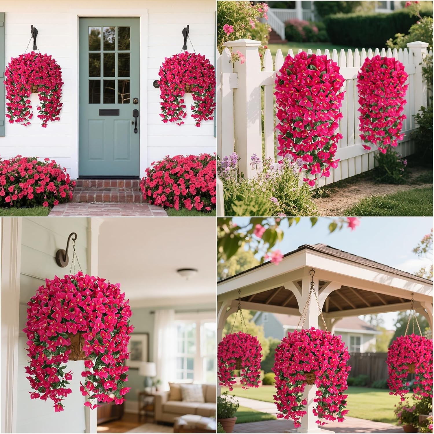 Artificial Bougainvillea Flowers Plants for Outdoors Decoration, 2 Pcs Faux Silk