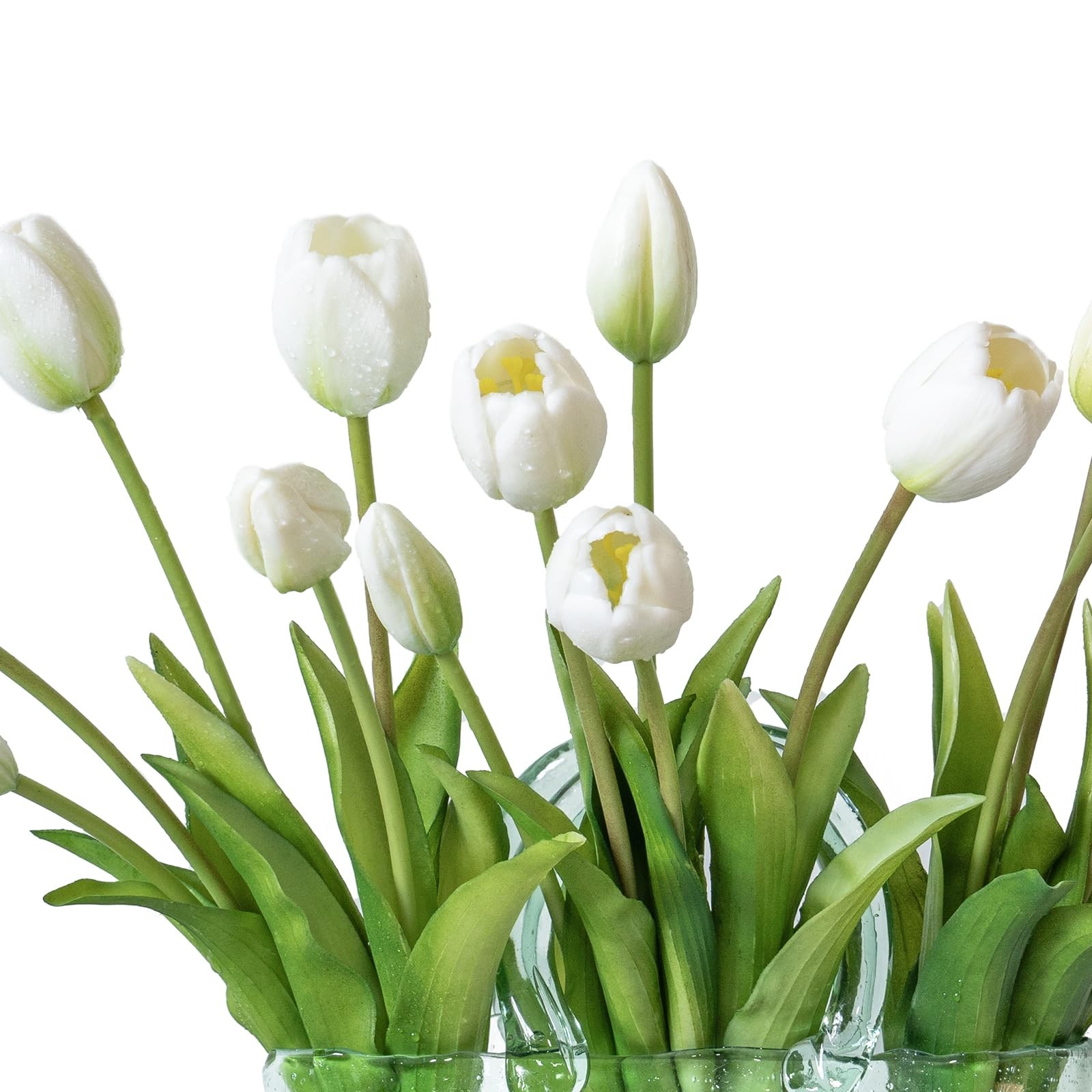 15 PCS Artificial Tulips Flowers Soft Touch Realistic Latex Bouquet White