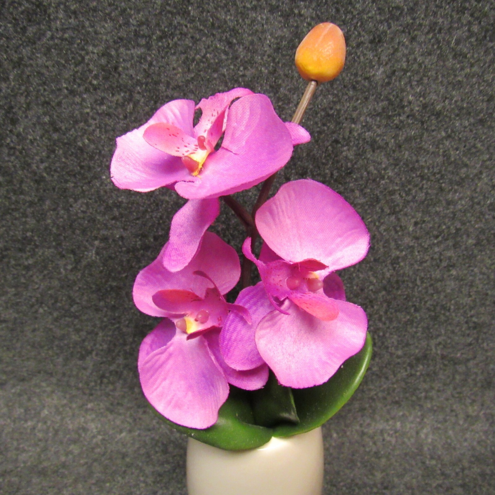 6 Pieces Single Stem Fabric Faux Orchid White Ceramic Pot Table Party Decor O2