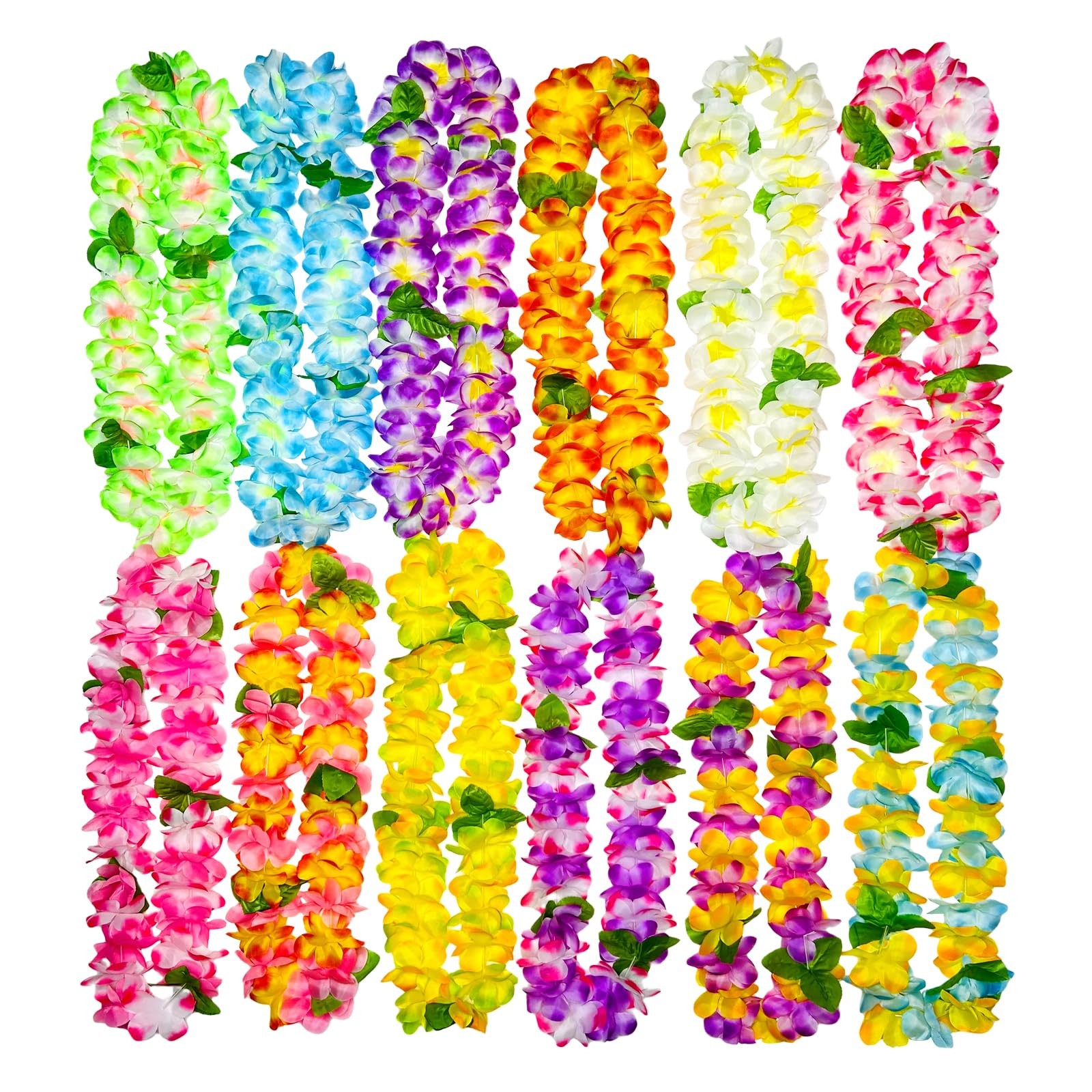 12 Counts Thickened Hawaiian Leis, Perfect Luau Party Supplies for Summer Beach