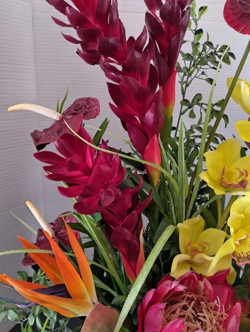 Artificial tropical floral arrangement