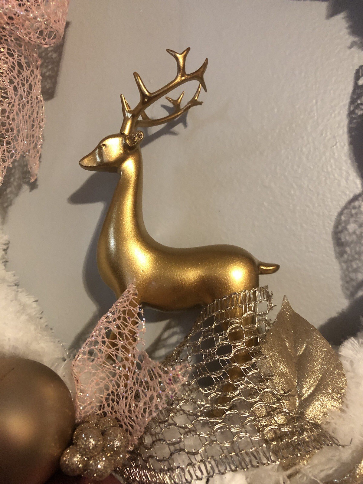 Christmas 15” Reindeer Wreath, Homemade