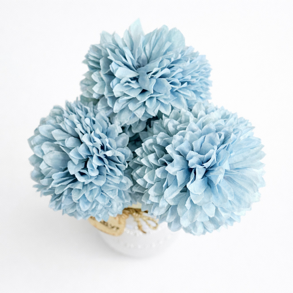 Blue Dahlia Flower Mason Jar Arrangement Baby Shower Centerpiece Nursery Decor