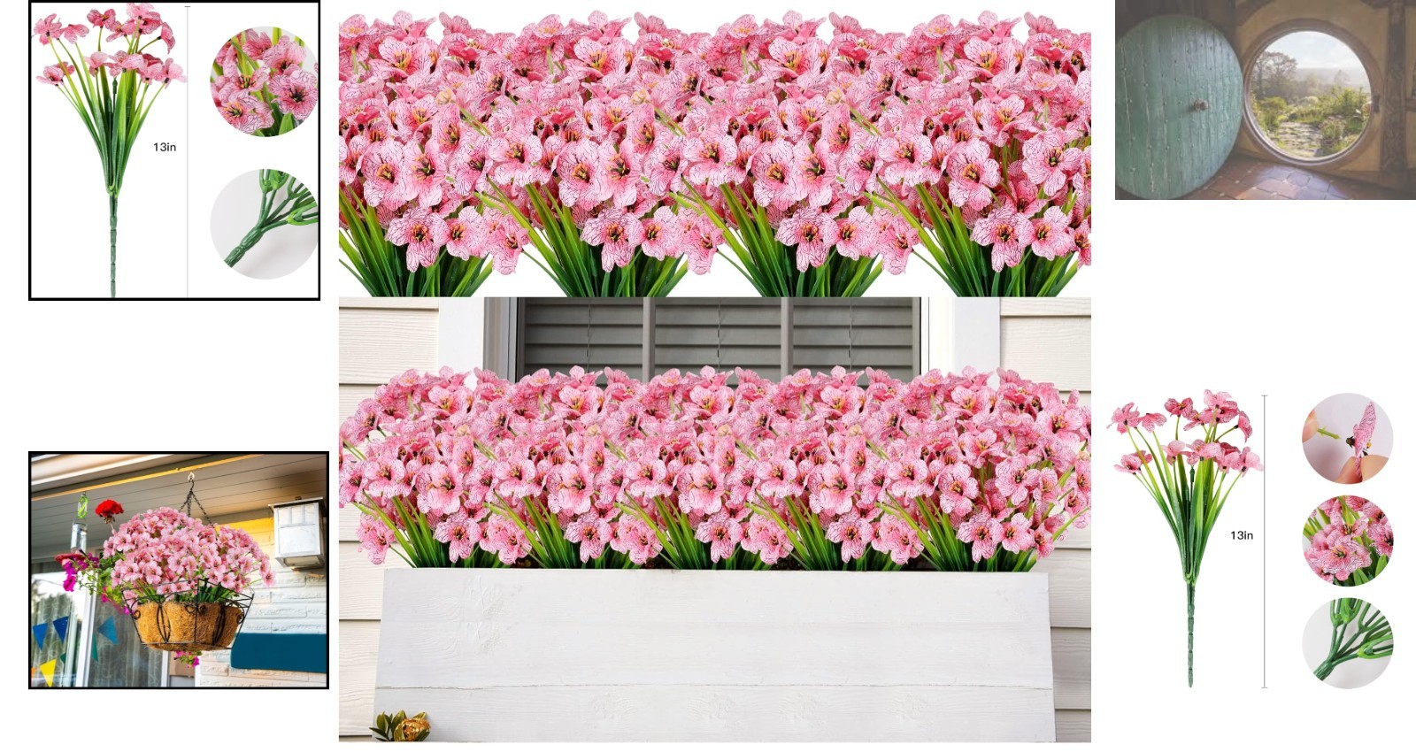Faux Flowers Bundle Set – 20 UV Resistant Pink Arrangements for Every Occasion