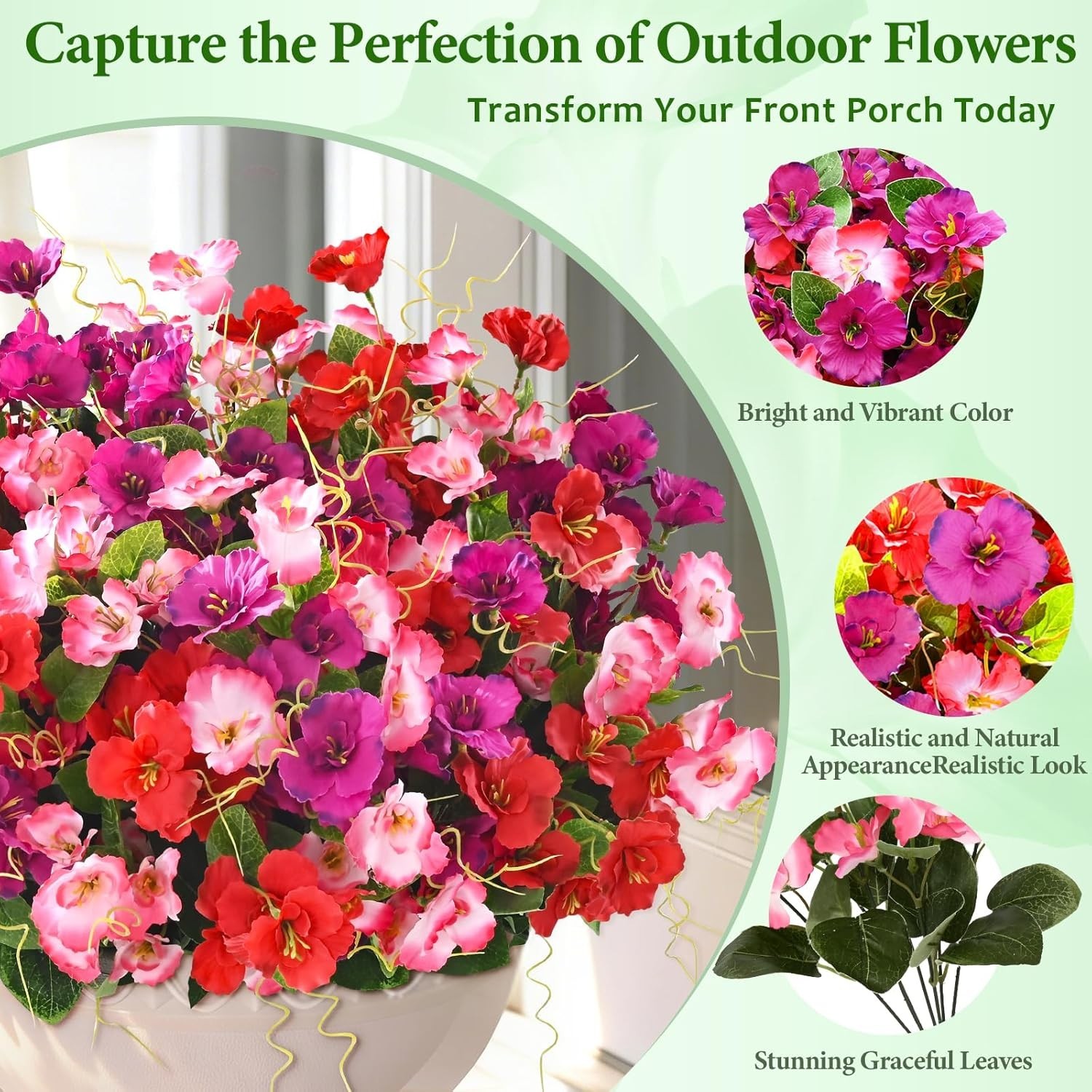 Fake Hibiscus Artificial Flowers, Outdoor, 6 Bundles, UV Resistant