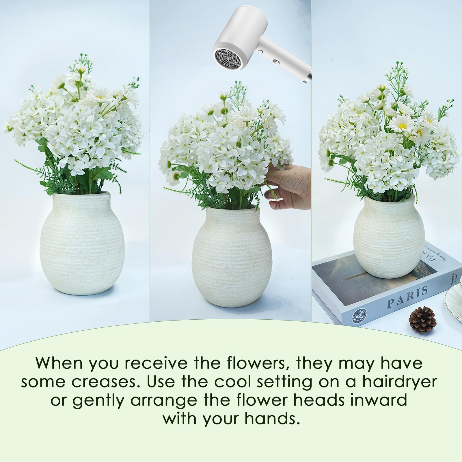 Centerpieces for Tables, Fake Flowers with Vase Home Decor
