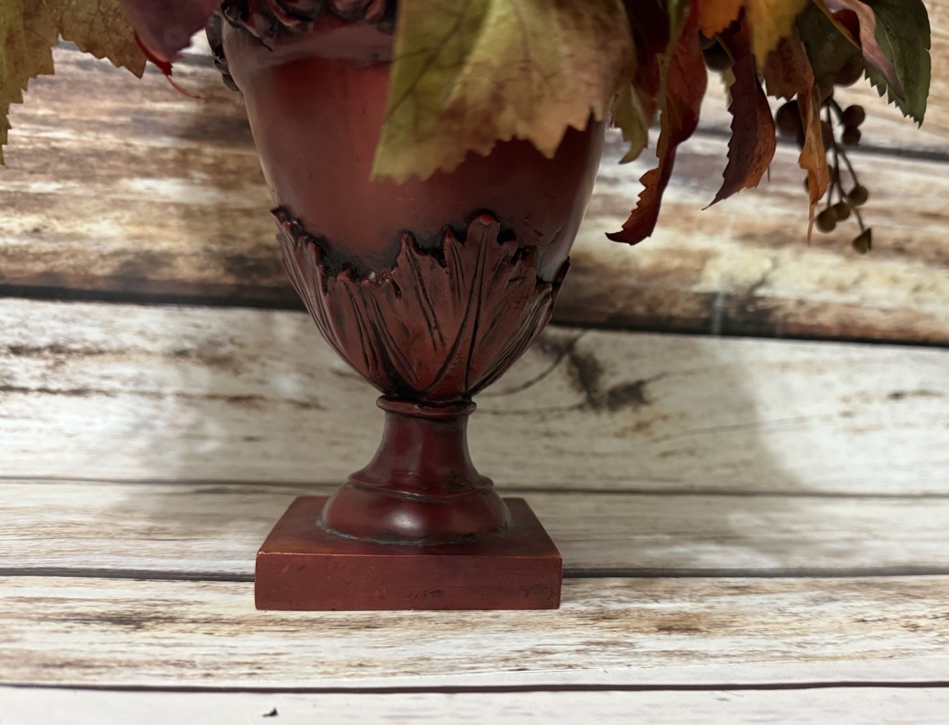 Faux Floral Arrangement Home Decor With Vase 15” Tall Brown Orange