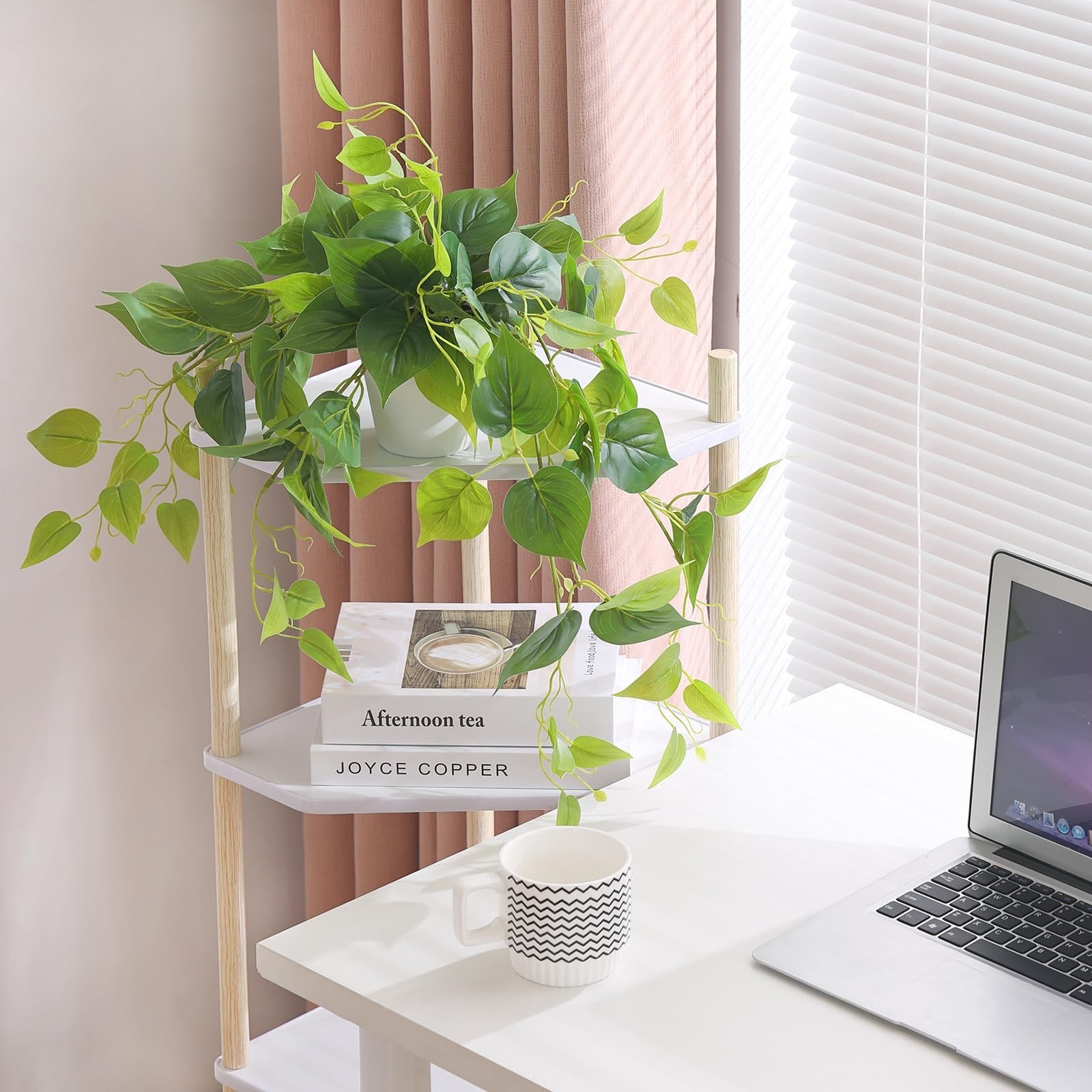 Realistic Artificial Pothos Plant in Pot – Perfect Faux Greenery for Desk, Shelf