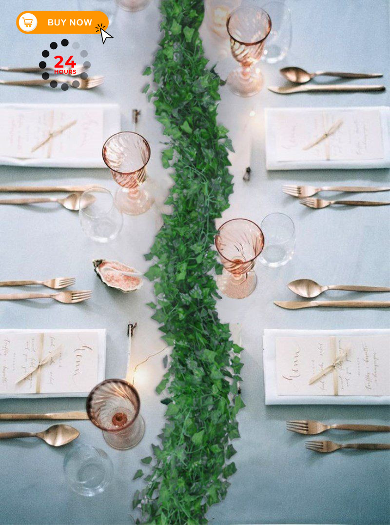 DearHouse 84 Feet 12 Strands Artificial Ivy Leaf Plants Vine 84 Feet, Green
