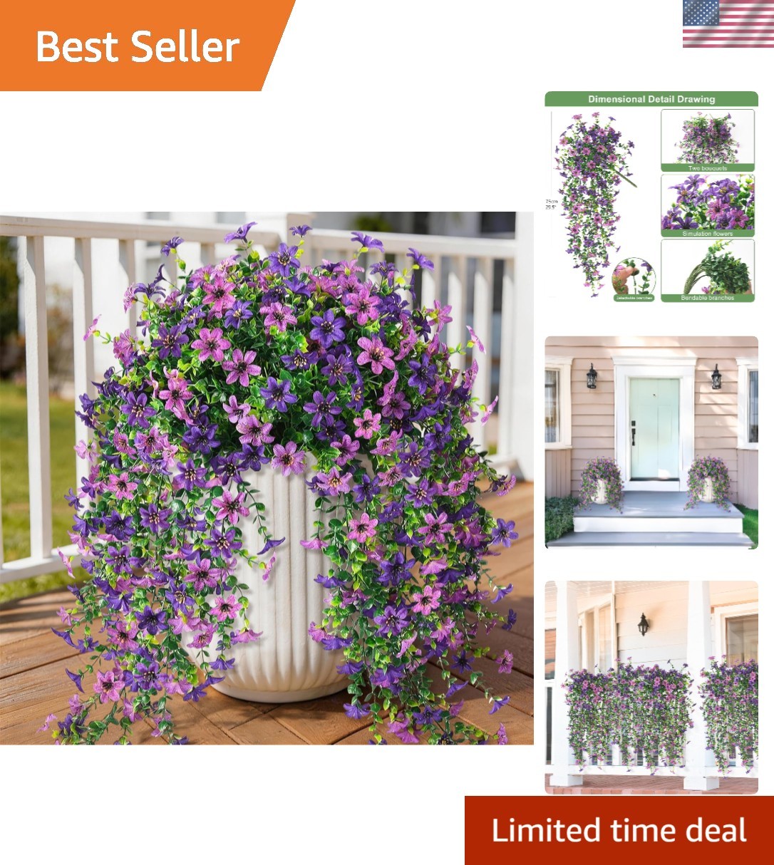 Elegant 2 PCS Artificial Daisy with Eucalyptus – UV Resistant Floral Decor