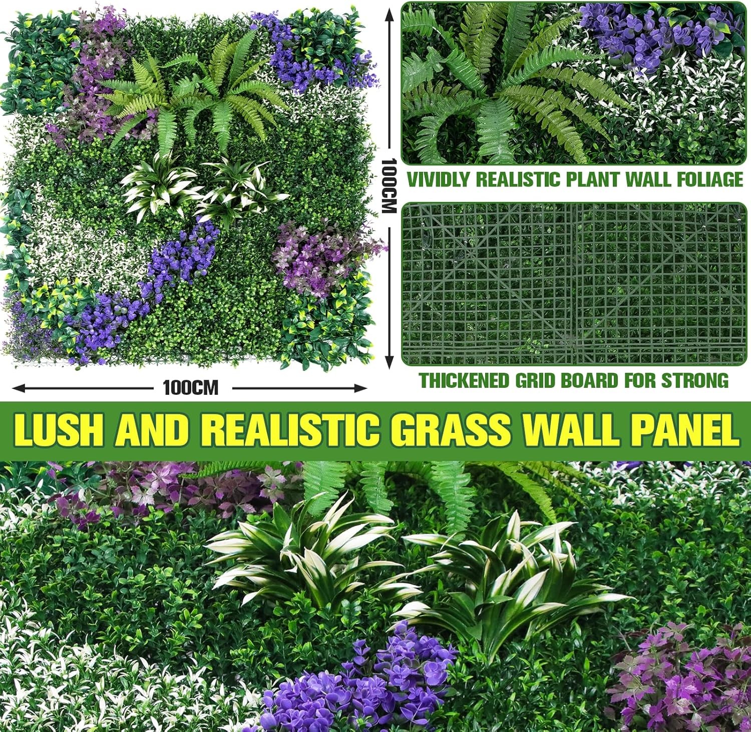 3PC 40×40″ Artificial Boxwood Wall Hedge Mat Plant Panels Grass Fence In/Outdoor