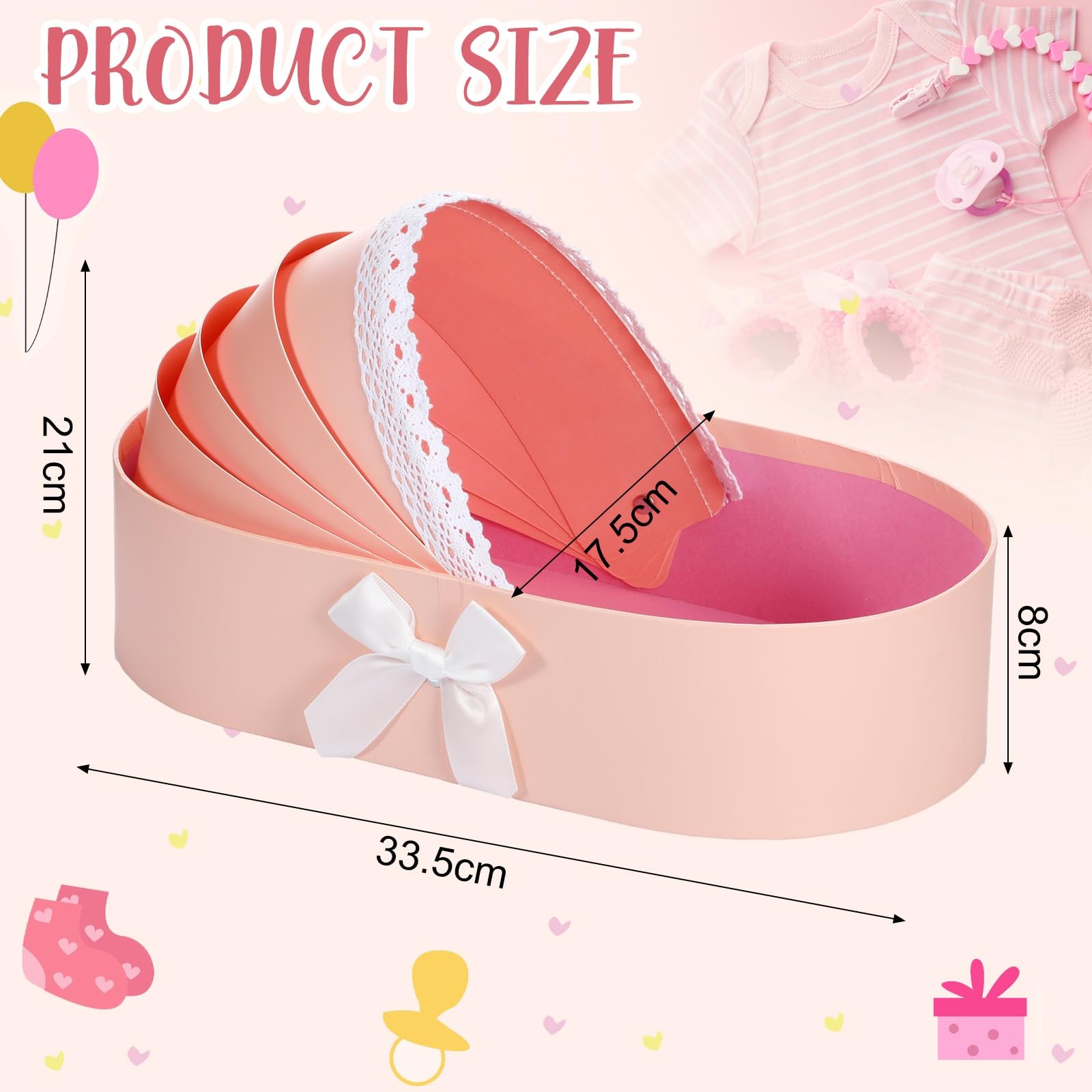 Baby Shower Floral Basket Pink Cradle Gift Arrangement