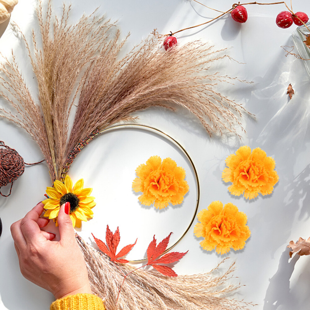 50PCS Simulation Marigold Ornament Decorative Flower Heads Garland DIY Making