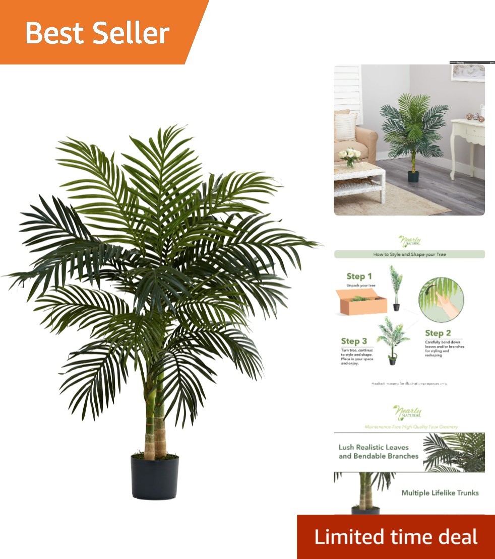 Luxurious 4ft Artificial Double Stalk Palm with Realistic Foliage – Indoor Bliss