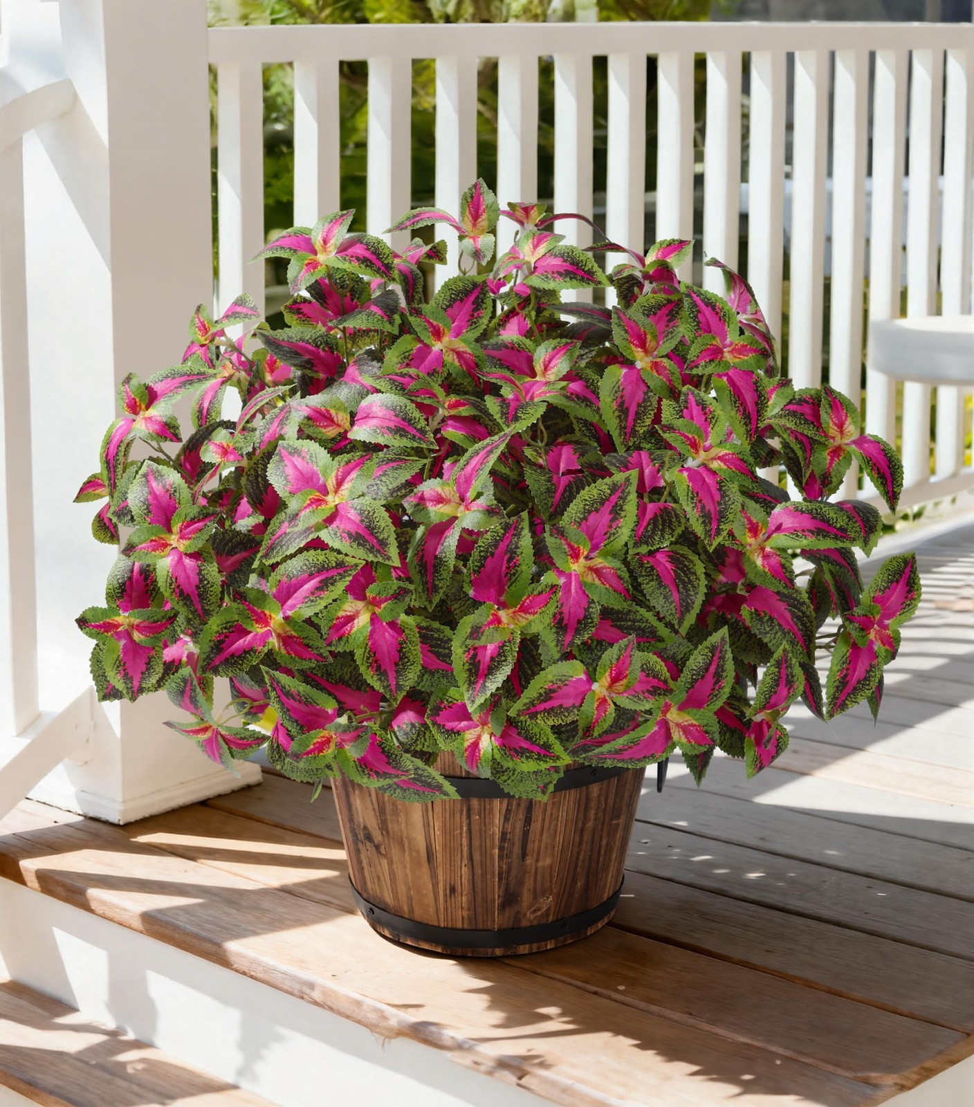 5 Pcs UV Resistant Faux Coleus Plants – Silk Greenery for Outdoor Garden Decor