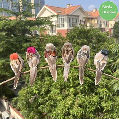 6pcs Artificial Simulation Foam Bird Sparrow Spotted Feather Birdl006