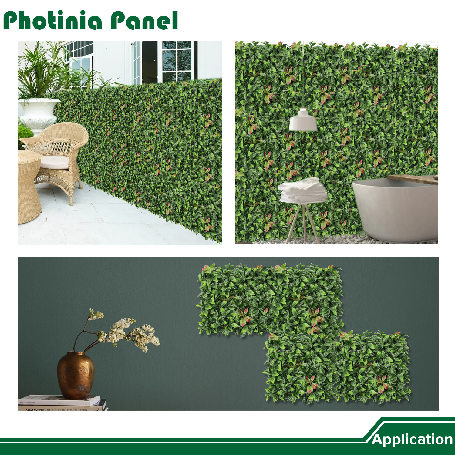 20″ Artificial Faux Photinia Leaf Mats Greenery Home Festival Wall Decor Panel