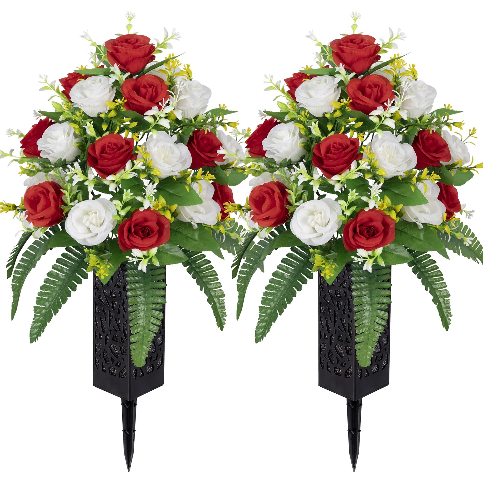 MOOMASS Artificial Cemetery Flowers – Grave Decorations, Cemetery Flowers for…