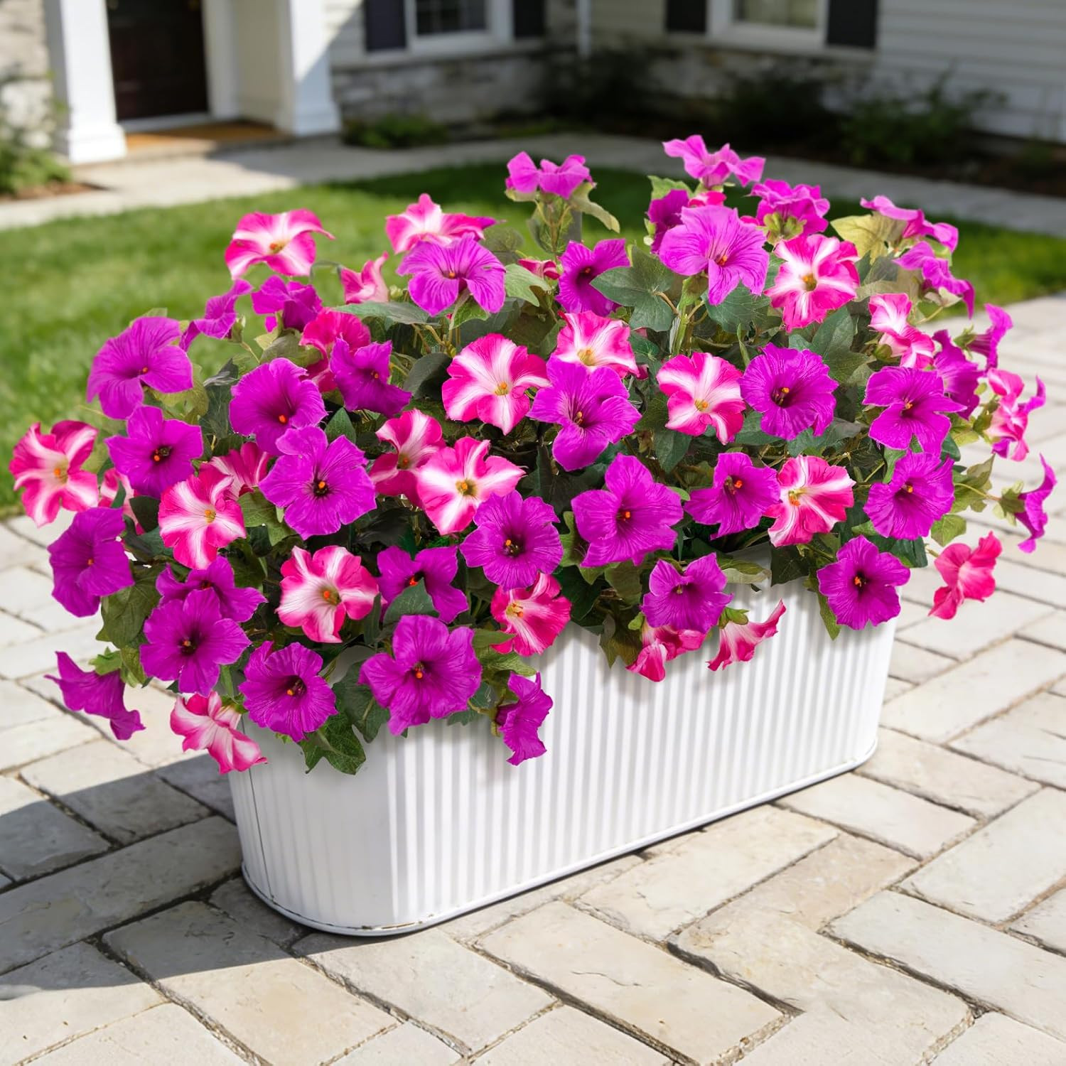 6 Pcs Artificial Petunia Flowers for Outdoor, Fake Spring Petunias Faux Silk Flo