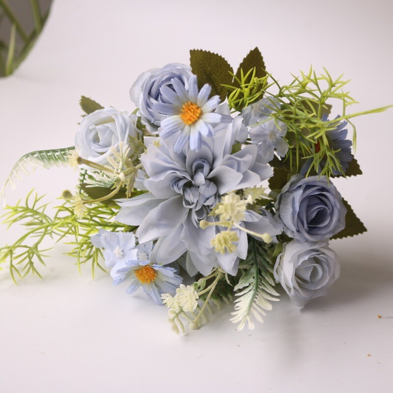 Dahlia Rose Chrysanthemum Simulation Bouquet Silk Flower Bride Wedding Props DIY