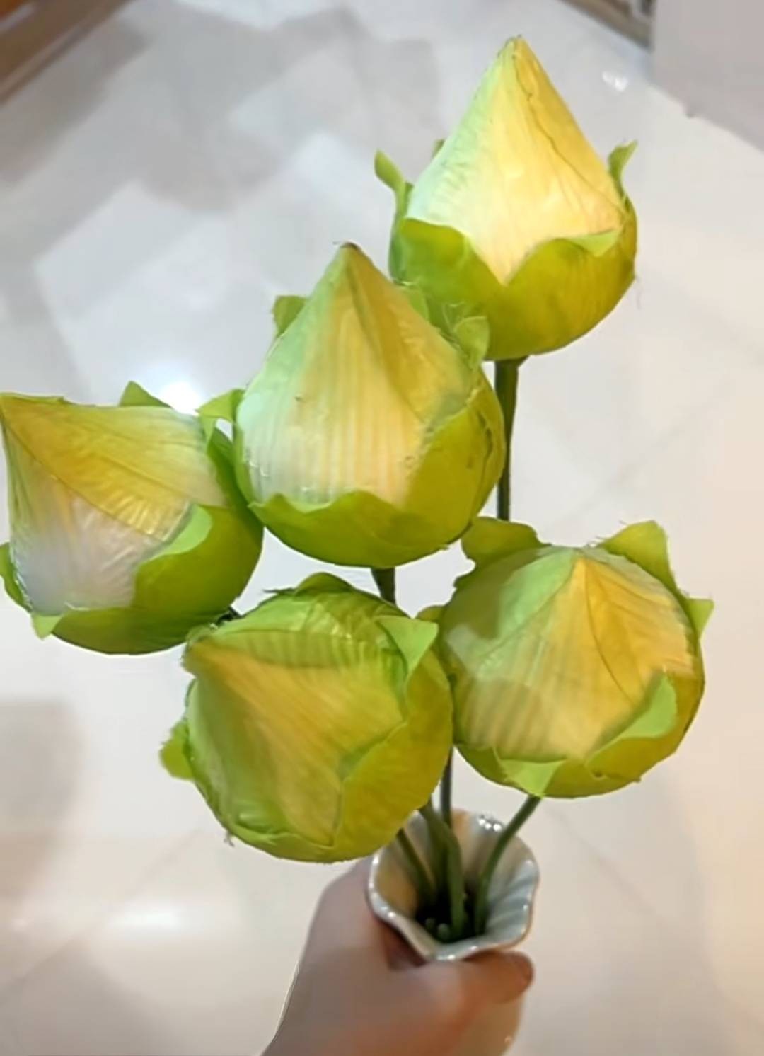 10x Fake Lotus Flower Bud Set 50cm Tall Artificial Flowers Vase Altar Decor