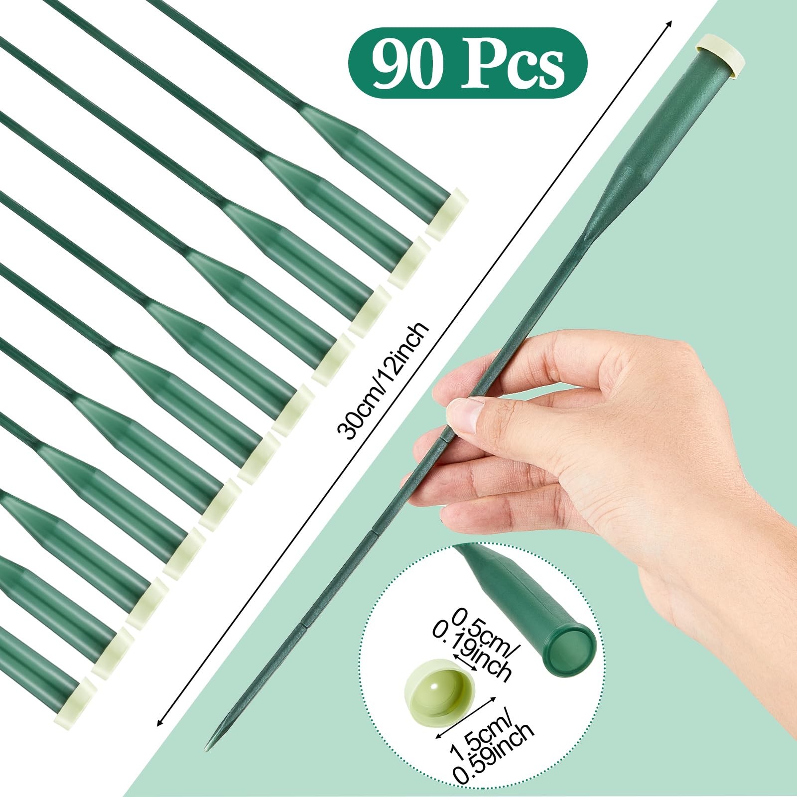 90 Pack 12 Inch Stem Water Tubes w/ Caps, Vials for Floral Arrangement