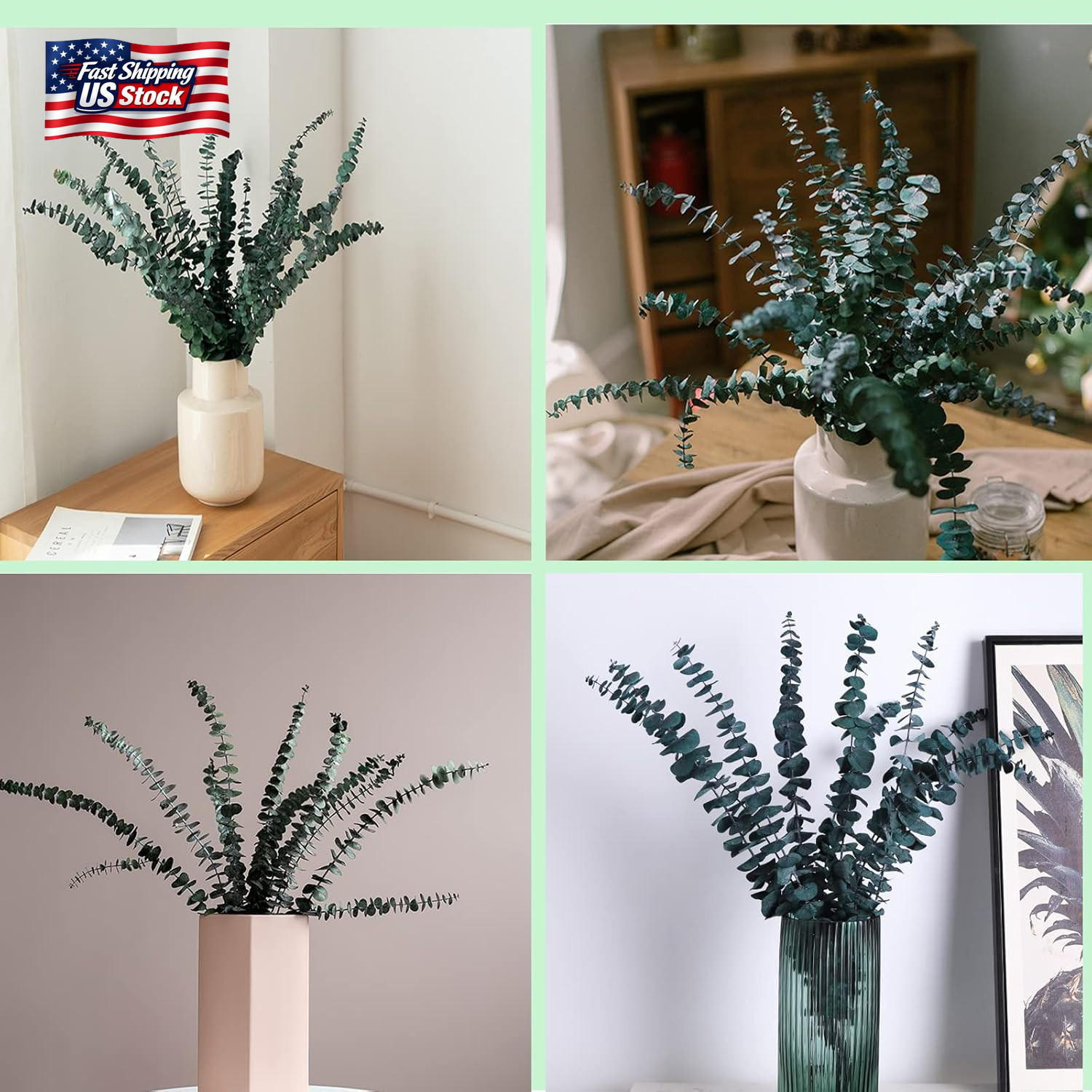 Eucalyptus for Shower 10 Pcs Hanging Dried Eucalyptu Stems 17″ Real Eucalyptus B