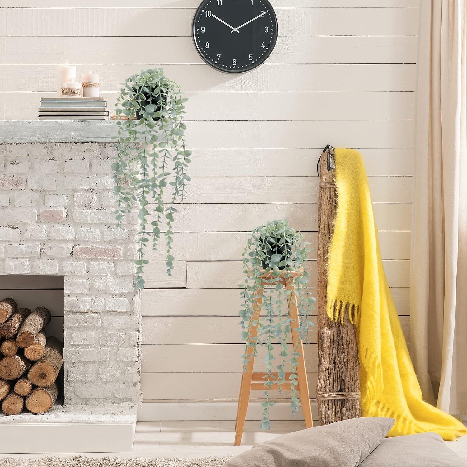Versatile 2 Pcs Eucalyptus Hanging Plants – Durable Plastic for Any Room