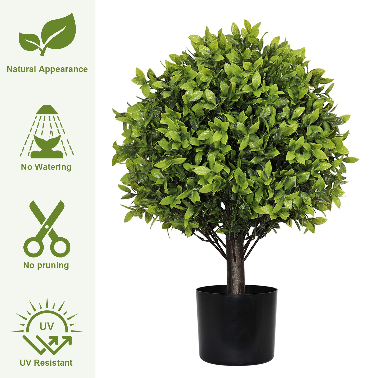 22in Artificial Boxwood Topiary Ball Trees in Pots Home Garden Decor 2pcs/set