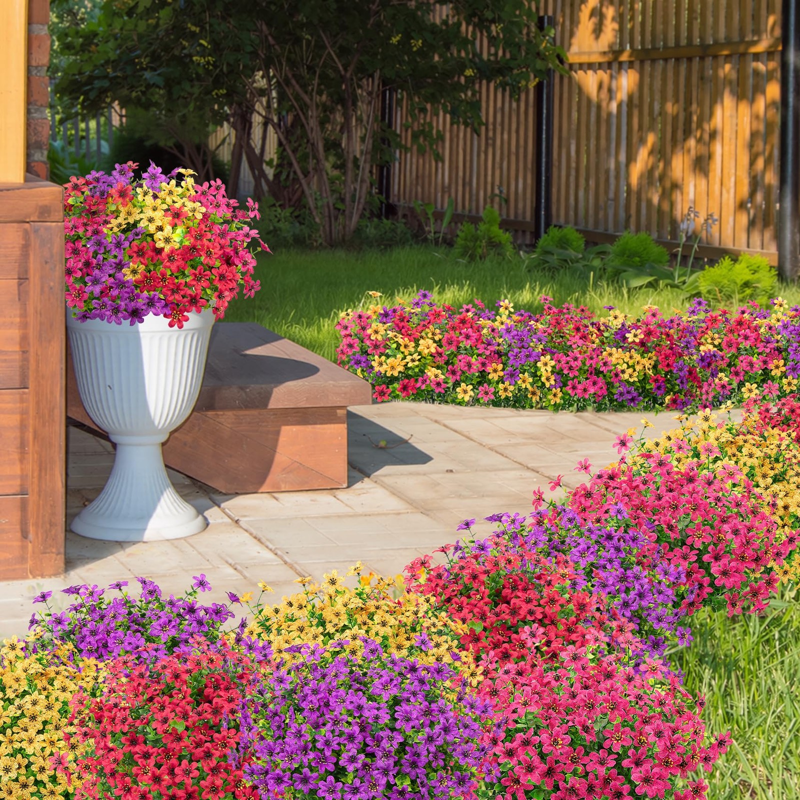 20 Bundles Artificial Flowers for Outdoors Decoration, UV Resistant Home Decor