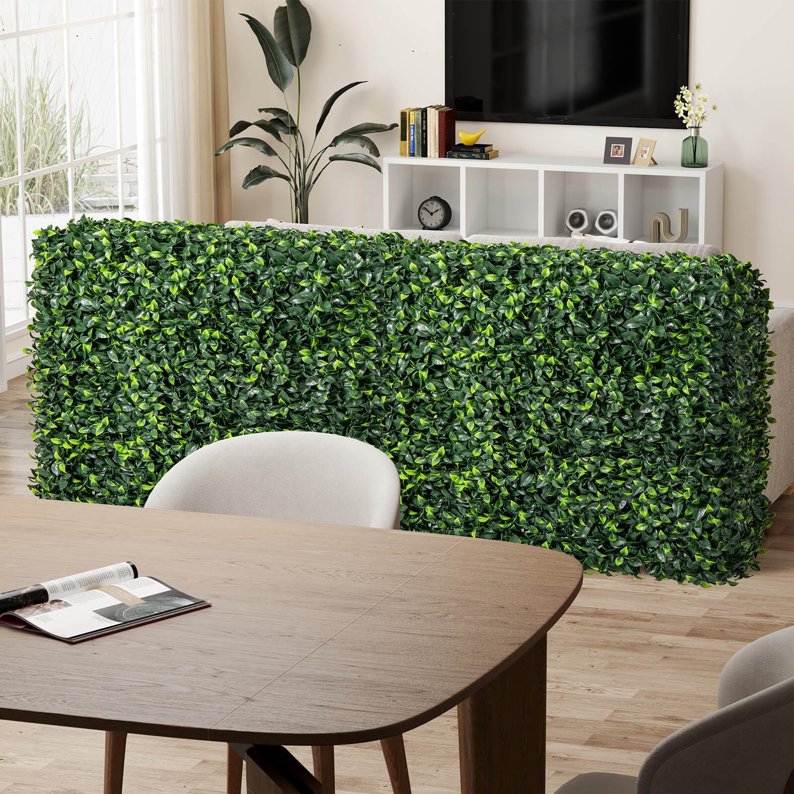 Artificial Plant Wall w/ Realistic PE Leaves Zip Ties Decoration 36″ x 15″ x 34″