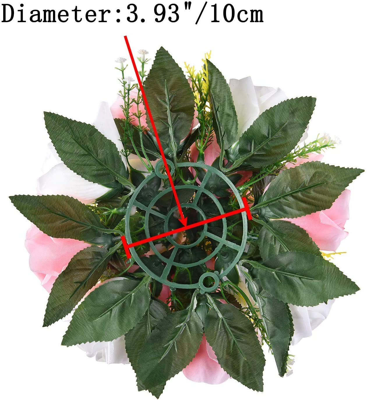 LANLONG 2 PCS Fake Flower Ball Arrangement Bouquet, 15 Heads Plastic Roses wi