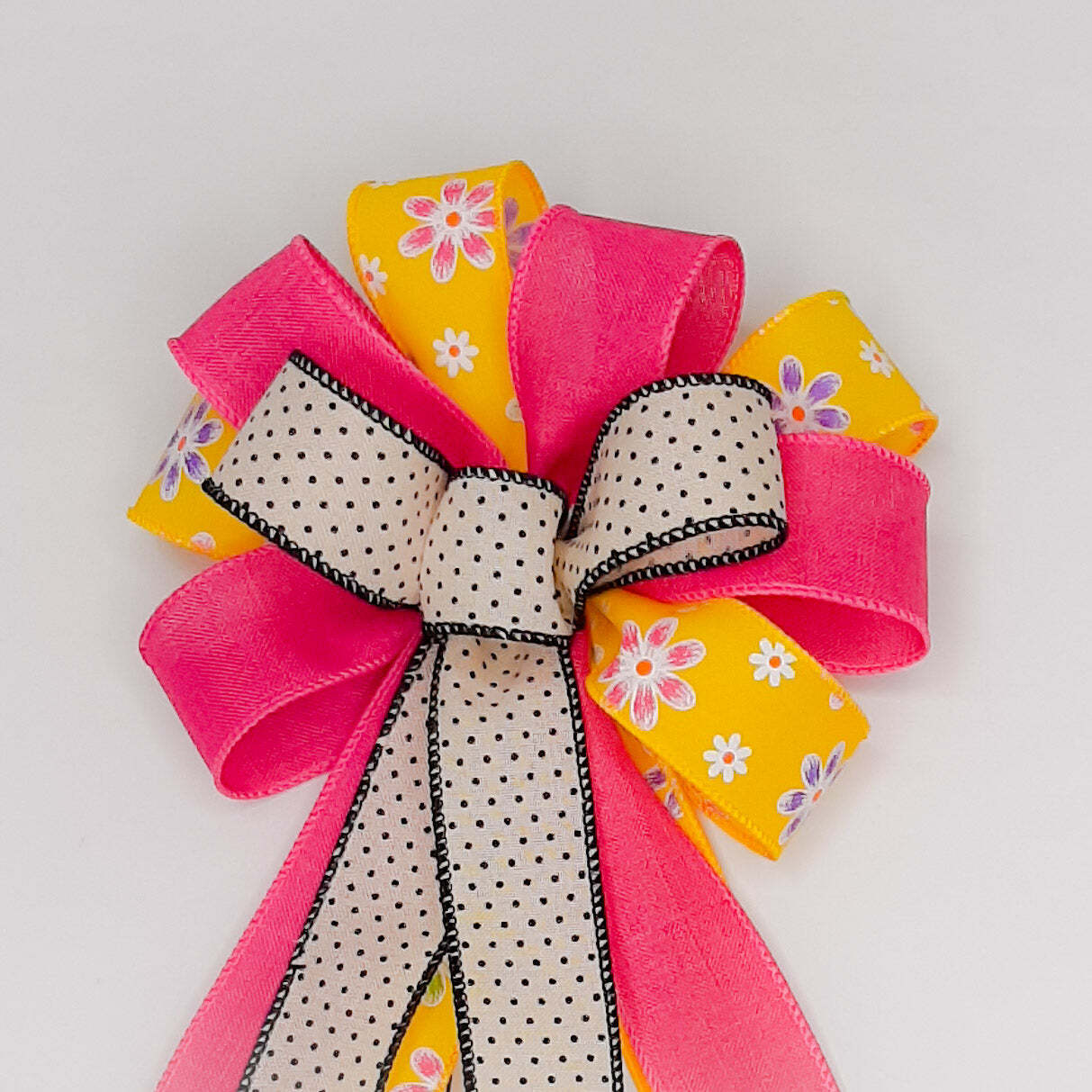 Fuchsia and Yellow Spring Wreath Bow