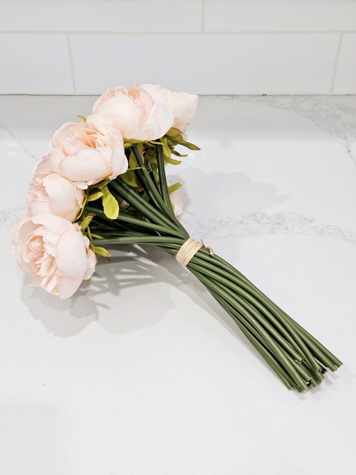20 Artificial Blush Peonies Faux Flowers 14–15in Realistic Wedding Decor New