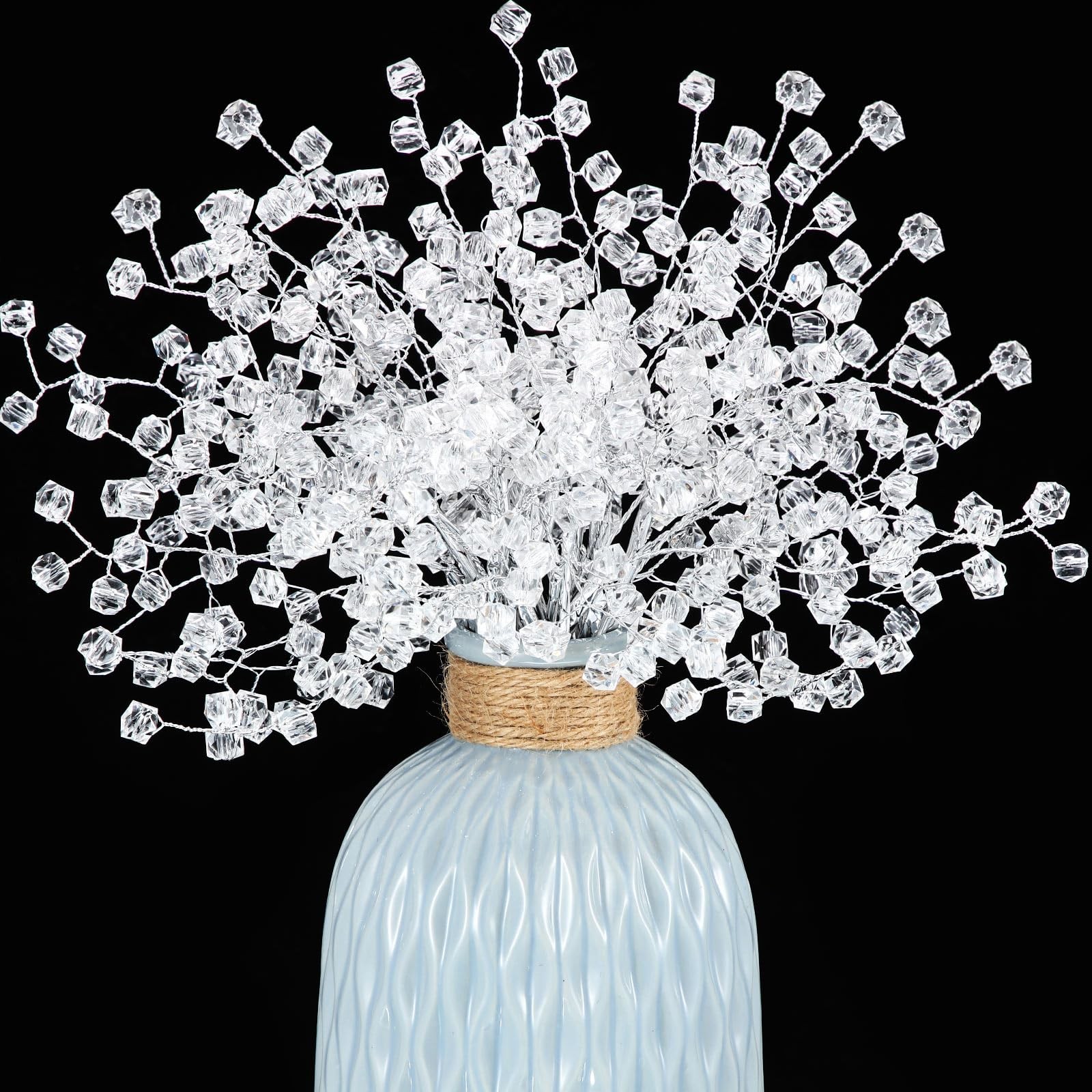 50 Pcs Acrylic Crystal Picks 12 Inch Artificial Beaded Stems Picks for Home W…
