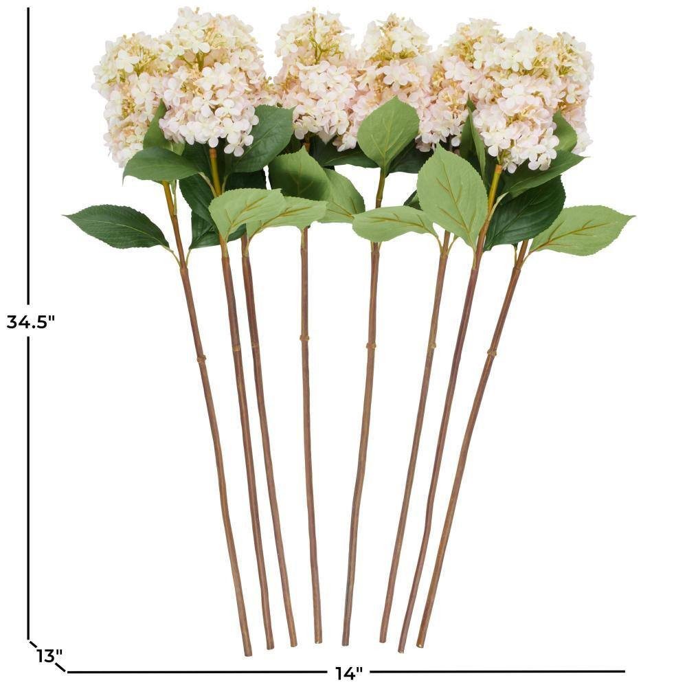 35 In. Pink Hydrangea Artificial Flower Stem (Set of 8)