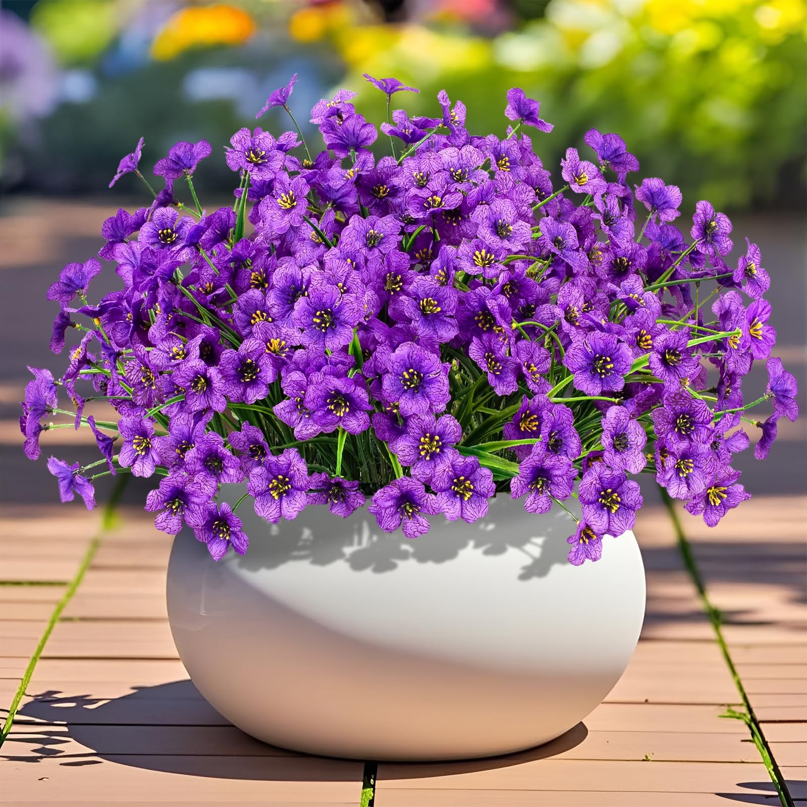 Outdoor Artificial Flowers 21 UV Resistant Bundles Fake Flower Plastic Plants…