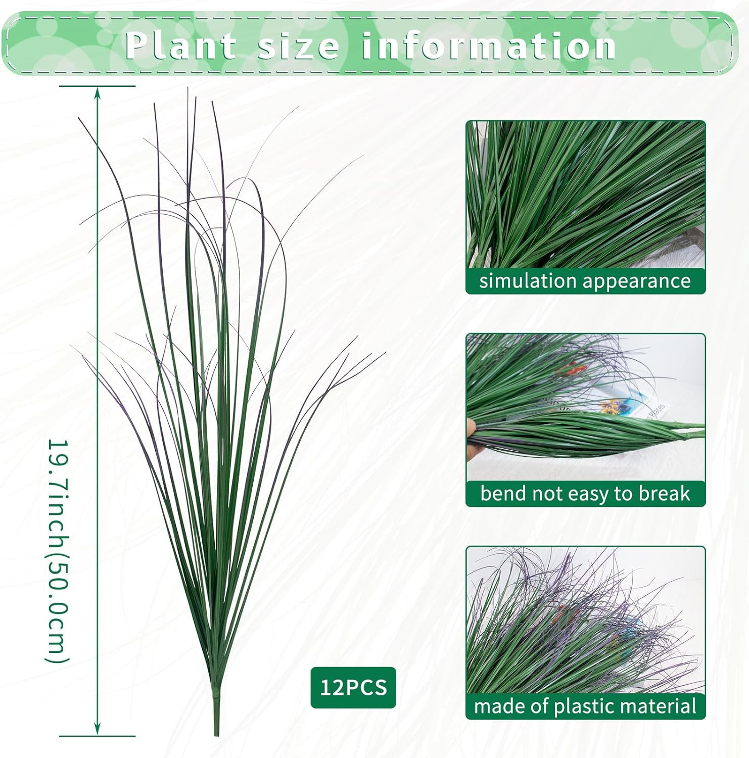 12Pcs Artificial Grass Plants, Faux Shrubs Wheat Grass, Artificial Tall Grass Fa