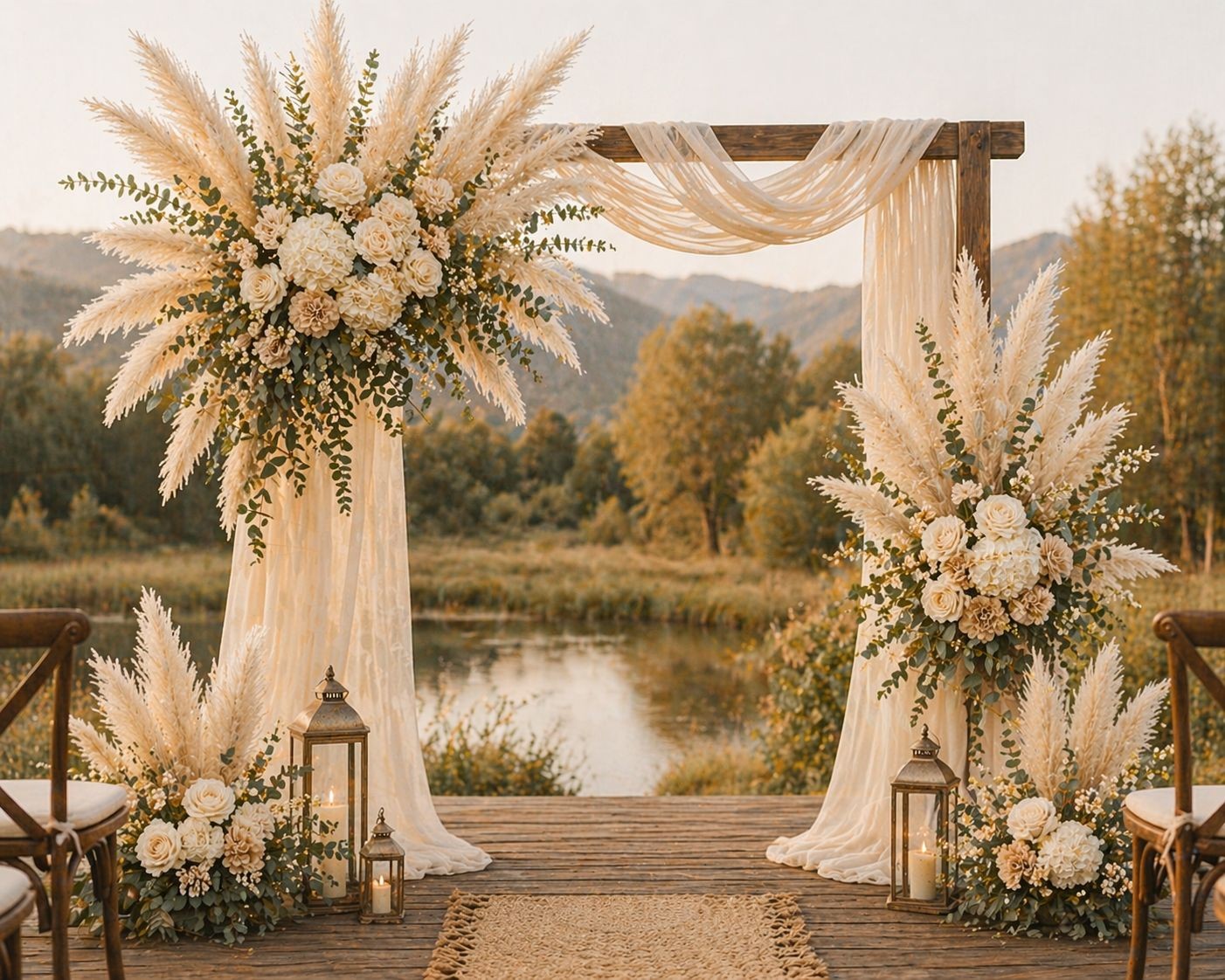 Cream Pampas Grass 3 Stem Faux Pampas Beige Boho Decor Neutral Vase Filler Farmh