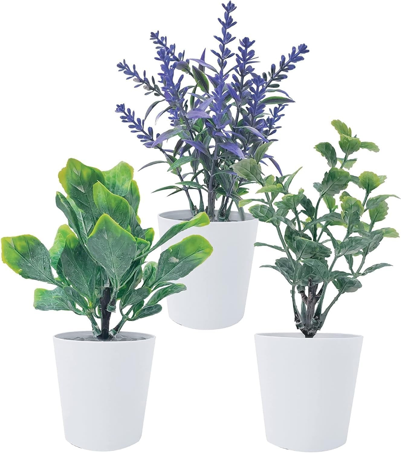 Artificial Potted Plants for Home Decor, 5.5″ Faux Greenery in White Pots