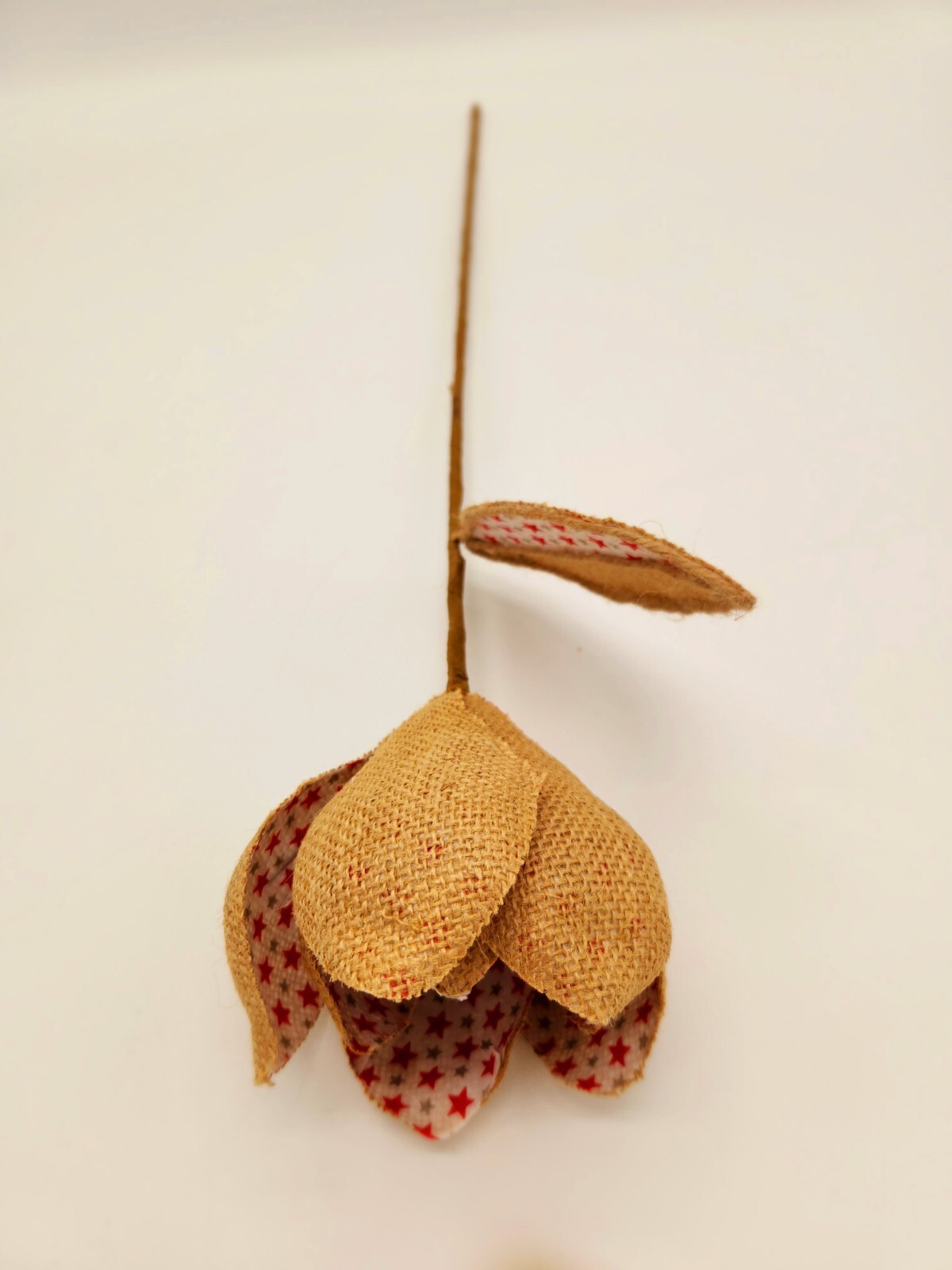 Burlap Patriotic Magnolia Flower Pick Spray Home Decor B828-3 Red, Brown