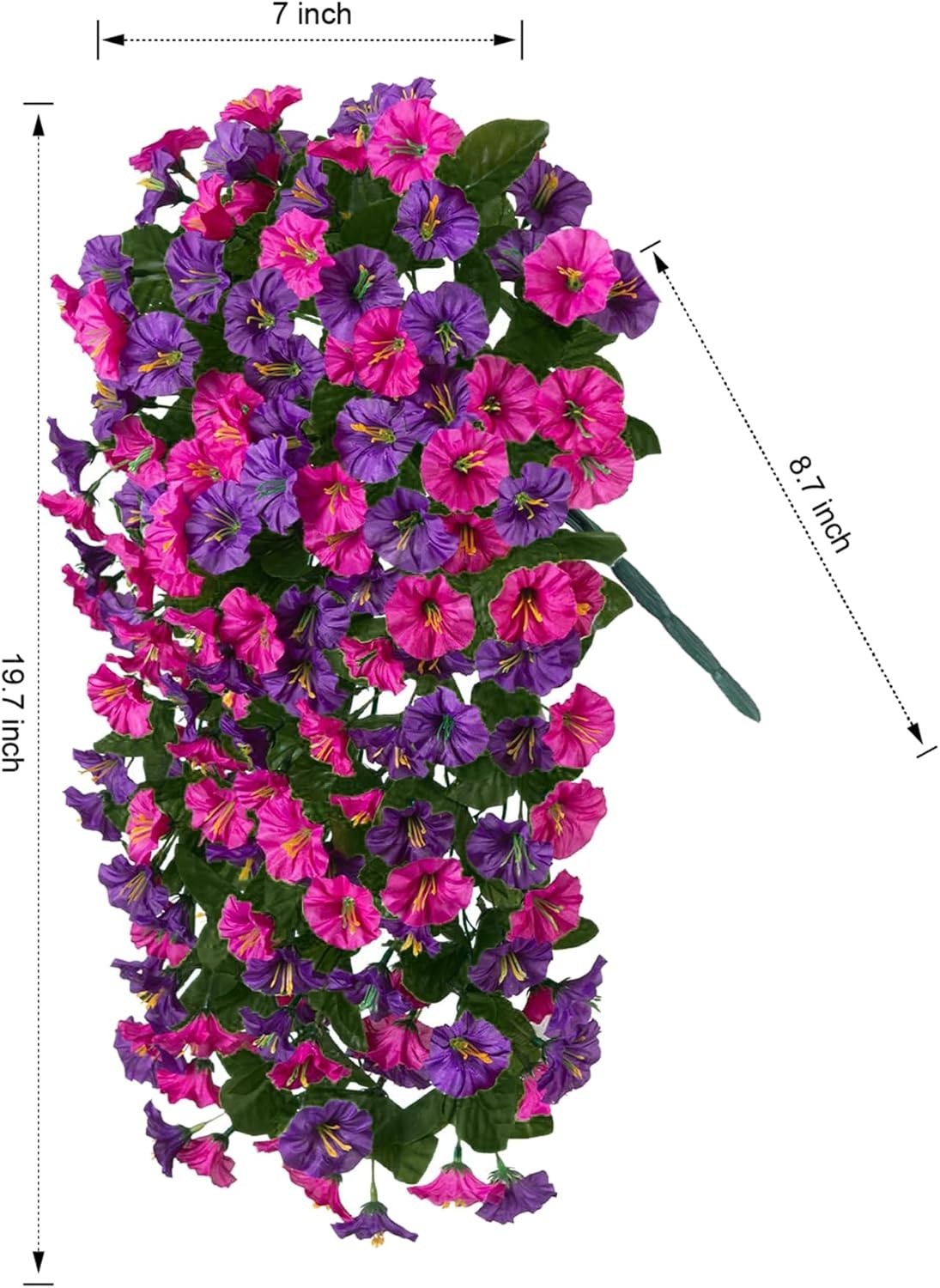 Elegant Outdoor Faux Silk Flower Vines – 2PCS UV Resistant Dark Purple & Fuchsia