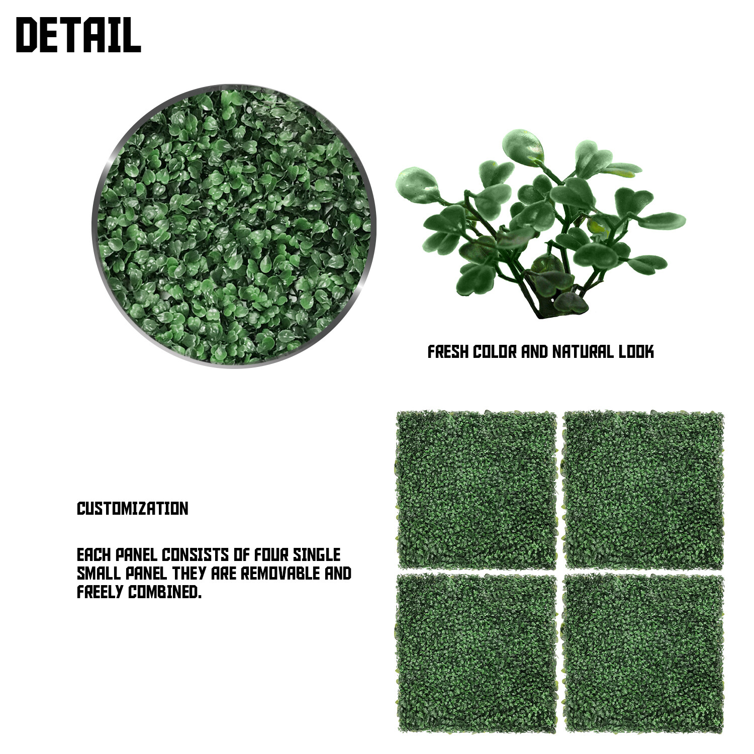 20″x20″ Artificial Faux Leaf Boxwood Dark Green Fence Screen Wall Decor Panel