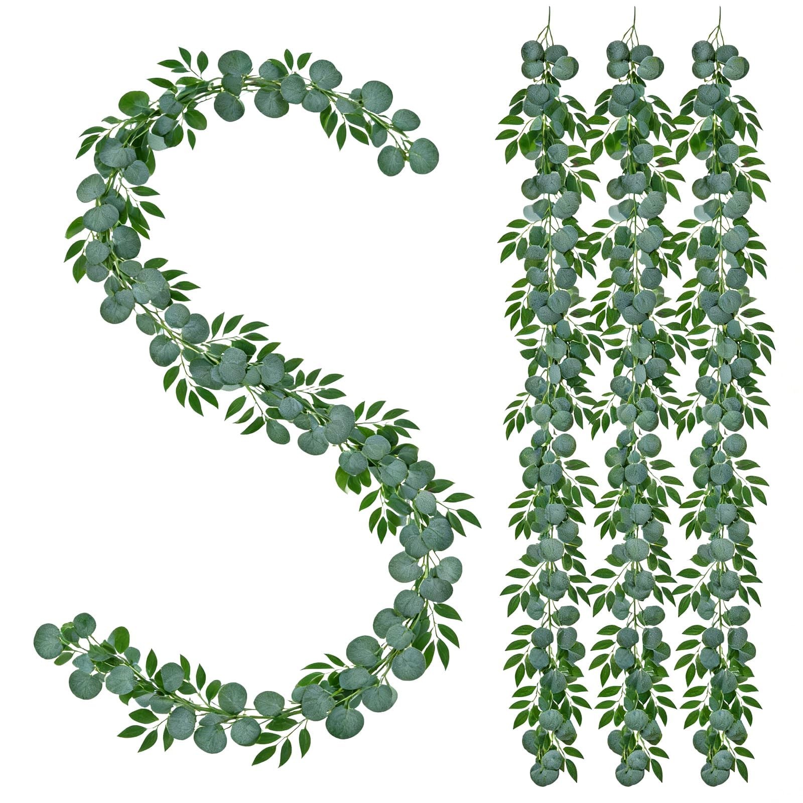4 Pack 6.5Ft Fake Greenery Garlands Eucalyptus Willow Garland for Rustic Wedd…