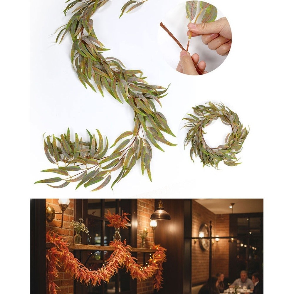Artificial Eucalyptus Leaves Vine Rattan Fake Greenery for Wedding Table Home