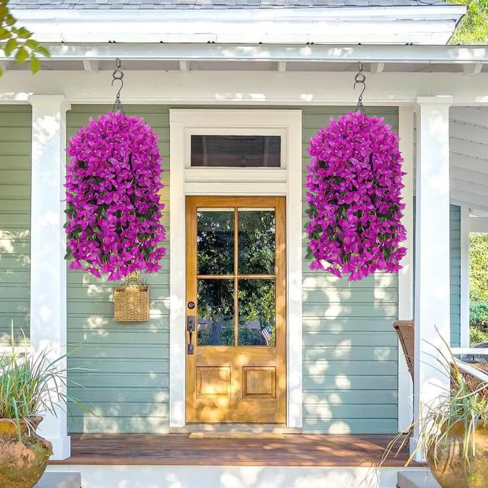 2PCS Faux Bougainvillea UV Resistant Artificial Flowers Plants for Outdoors F…