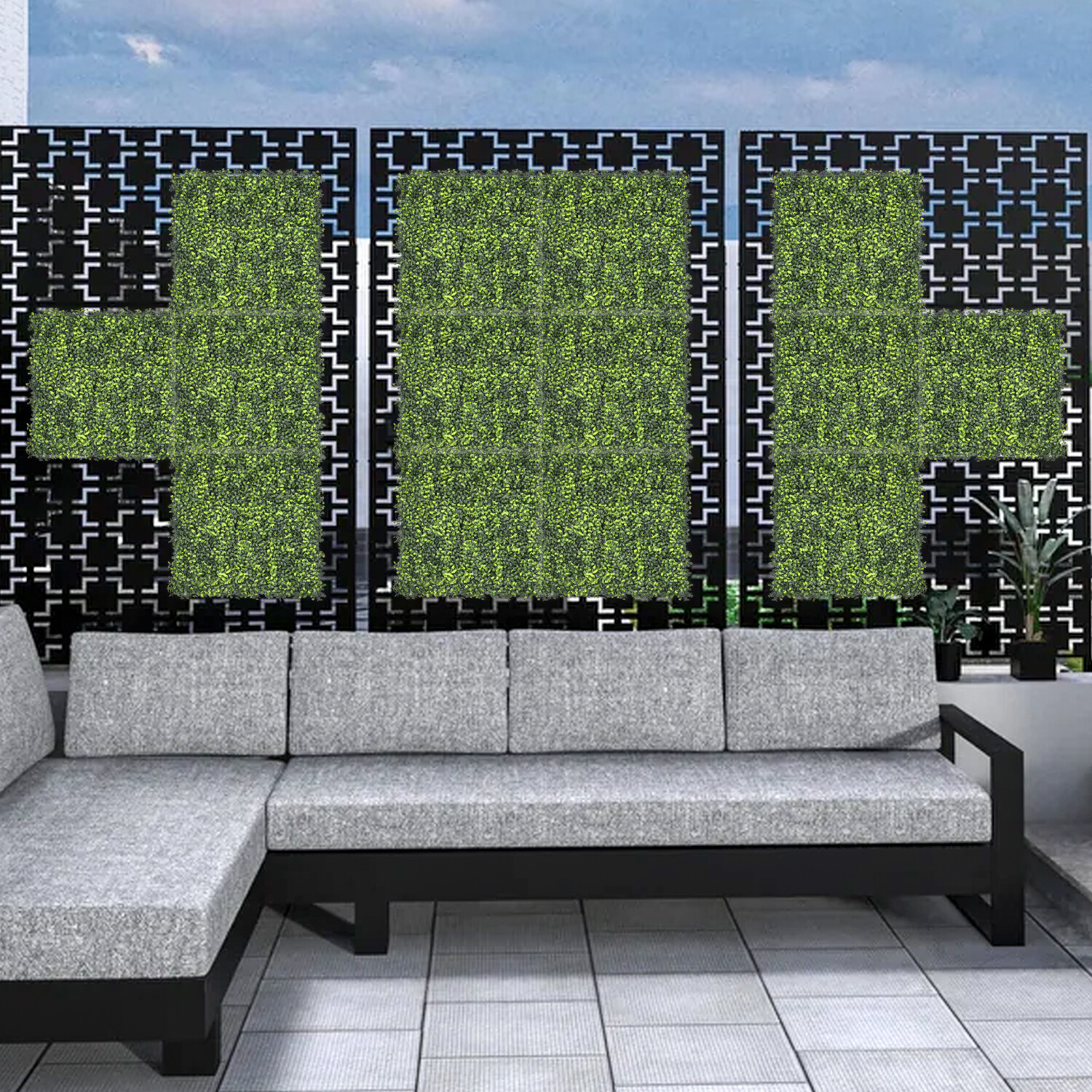 Artificial Boxwood Leaf with cover back Privacy Fence Screen Home Décor Hedge