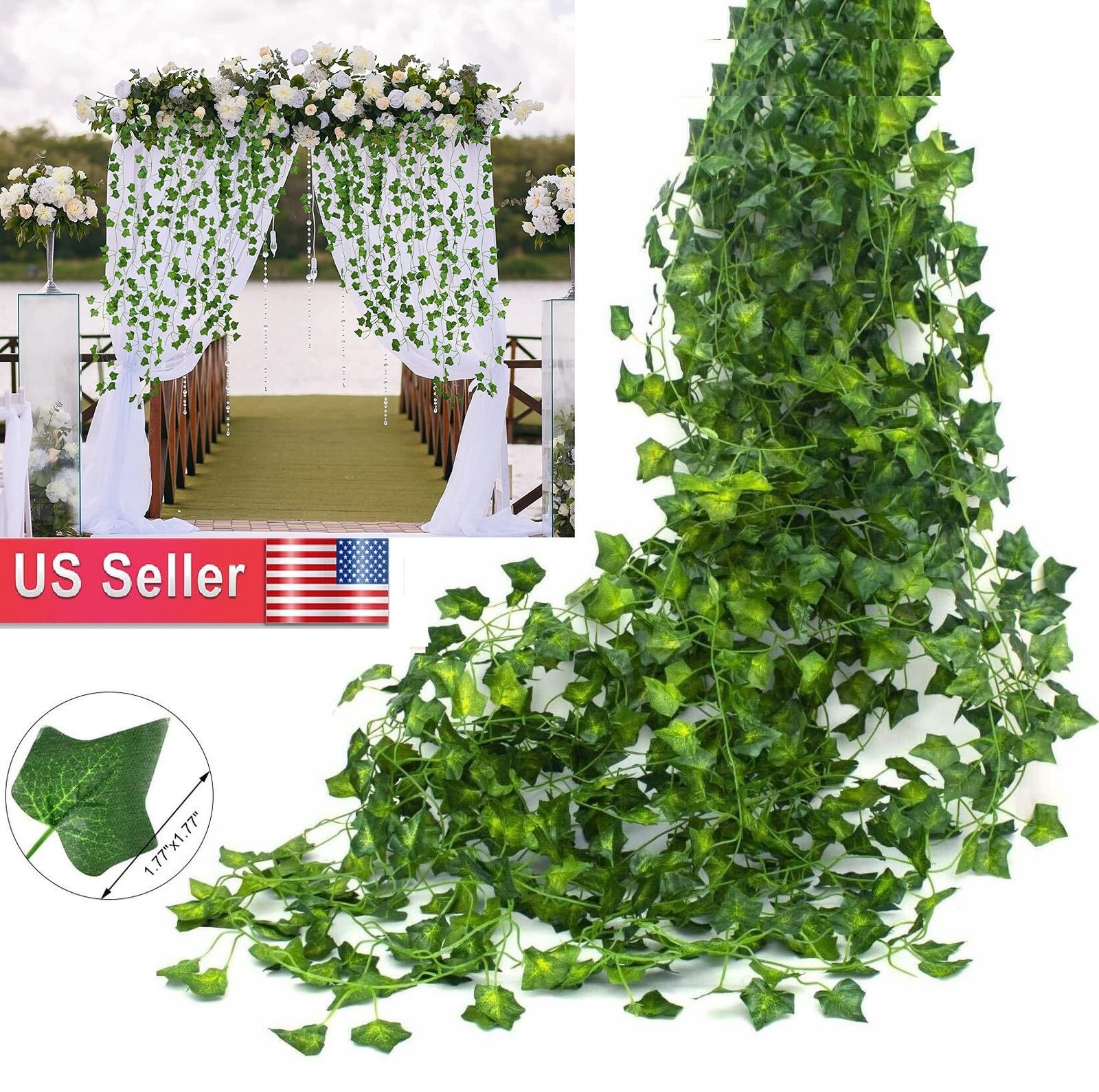 6/12PCS Artificial Ivy Hanging Green Leaves for Home Party Wedding Decor 6.5ft