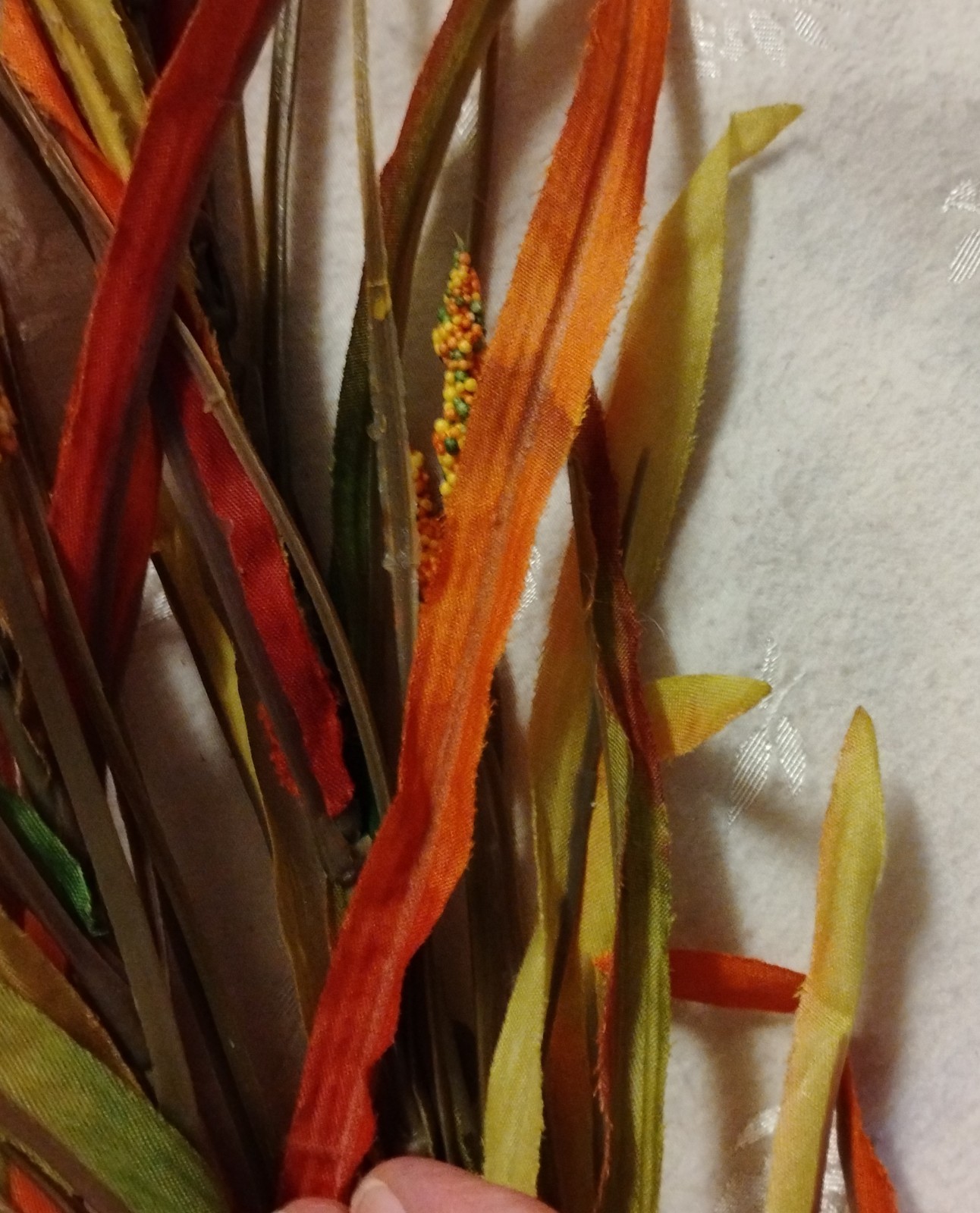 NWT Artificial Autumn Fall Bush of Flame Grass-Orange, Yellow & Green-31.50″T