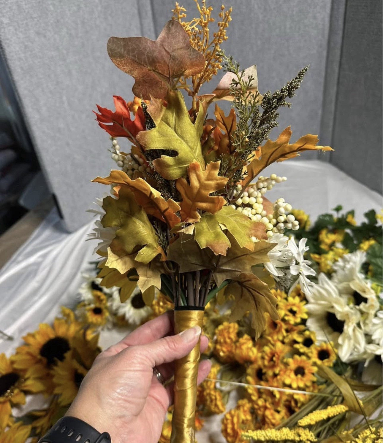 Mixed Lot Artificial Flowers And Garland Fall Colors Orange Yellow Sunflower